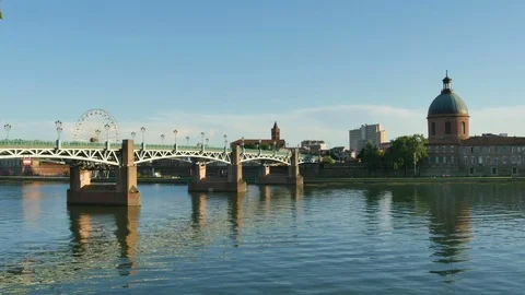 Panoramic View of the Midi Channel in Toulouse Video stock 80558748
