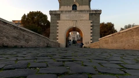 Panoramic view of Milvio Bridge in Rome, Italy - 4k movie - ProRes Stock Footage 142934907