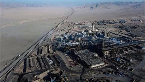 Panoramic view of a mineral processing plant in a mine Stock Photos