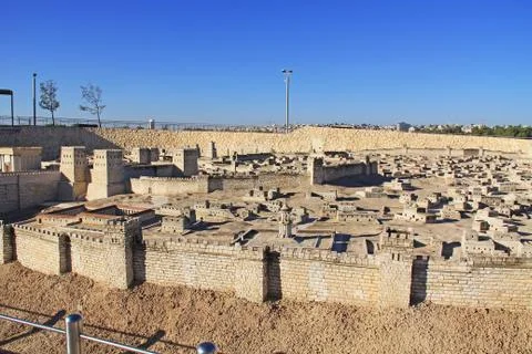 Panoramic View of the Model of Ancient Jerusalem Stock Photos