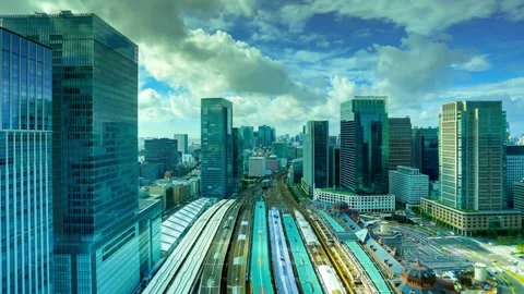 Panoramic View of Modern Cityscape with Extensive Railway System 動画素材 311392145