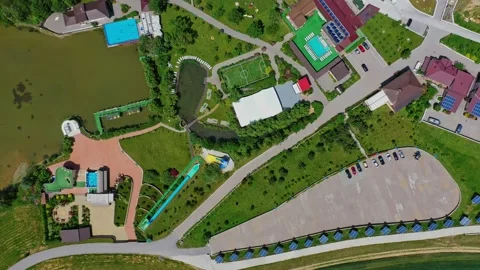 Panoramic view of a modern complex. Recreation area with football pitch Stock Footage 135879283