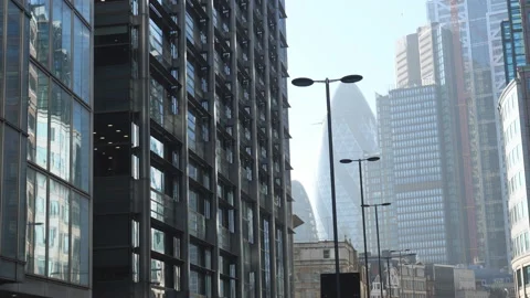 A panoramic view of modern office buildings. Stock Footage 132735949