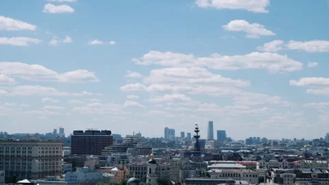 Panoramic view of modern part of Moscow, capital of Russia. Sunny day Stock Footage 111369741