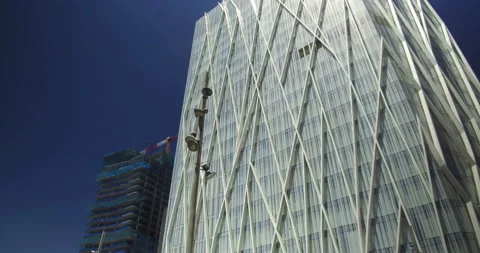 Panoramic view of modern skyscrapers. Stock Footage 118968281