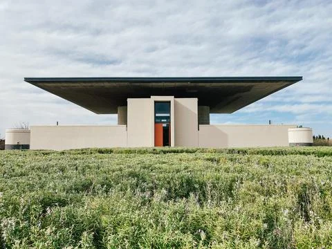 Panoramic view of a modern wine cellar at mendoza, argentina Stock Photos