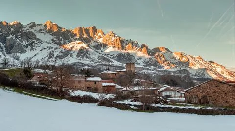 Panoramic view  of Mogrovejo,. Stock Photos