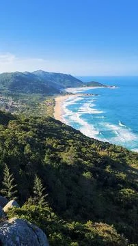 Panoramic view of Mole Beach in Florianópolis, Santa Catarina Stock Photos