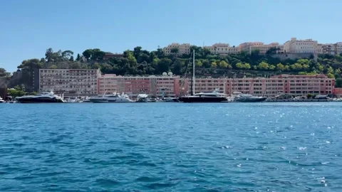 Panoramic view on the Monaco port and Marina with luxurious yachts Stock Footage 160326849