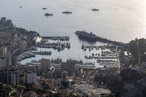 Panoramic View of Monaco from Tte de Chien, French Riviera, France Stock Photos
