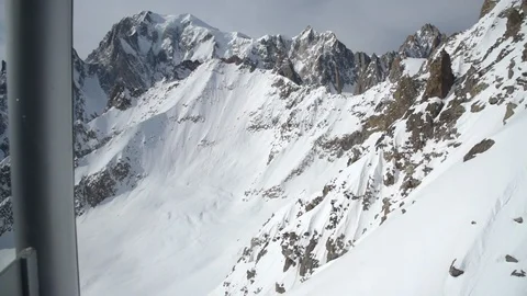 Panoramic view of the Mont Blanc group, winter conditions Stock Footage 98205240