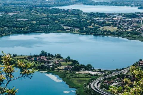Panoramic view of Monte Barro. 3 lakes Stock Photos