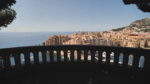 Panoramic view of Monte Carlo harbour in Monaco. Video in motion. Stock Footage 108802815