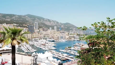 Panoramic view of Monte Carlo, Monaco. France, Mediterranean Sea. tourist Stock Footage 202208379