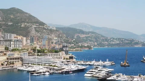 Panoramic view of Monte Carlo, Monaco. France, Mediterranean Sea. tourist Stock Footage 202208620