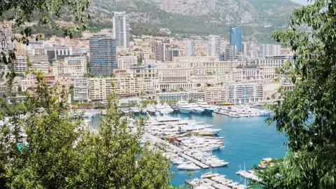 Panoramic view of Monte Carlo, Monaco. France, Mediterranean Sea. tourist Stock Footage 217443636