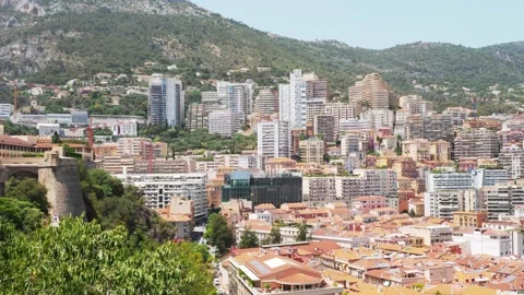 Panoramic view of Monte Carlo, Monaco. France, Mediterranean Sea. tourist Stock Footage 218381700