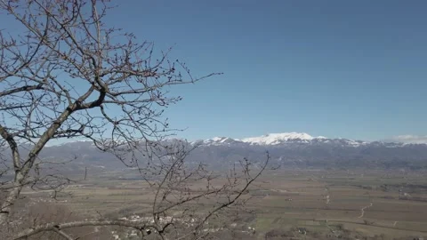 Panoramic view monte Terminillo with snow from Greccio. Italy. Video stock 232343918