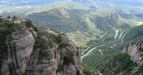 Panoramic View from Montserrat Monastery – the serene Valley of Llobregat river Vídeos de archivo 299409879
