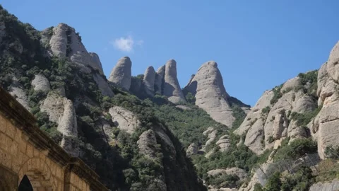 Panoramic View of Montserrat Mountain Range in Catalonia Видео 331173074