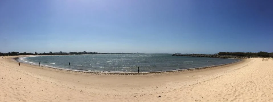 Panoramic view of Mooloolaba beach Stock Photos