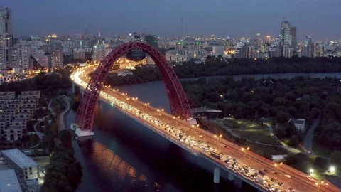 Panoramic view of Moscow on a summer evening, Russia. Picturesque region in the Stock Footage 194447887