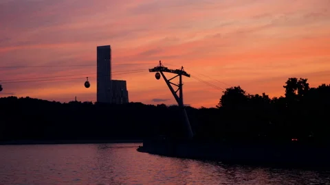 Panoramic view of Moscow at sunset. City landscape of Russian town. Russia. 4K Stock Footage 164681198