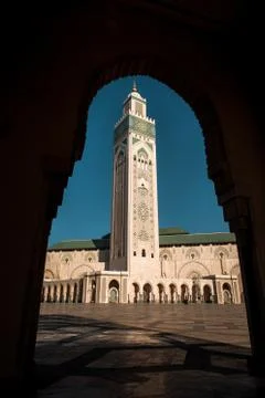 Panoramic view at the Mosque of Hasan II. in Casablanca. Casablanca is the la Stock Photos