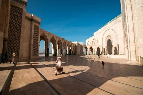 Panoramic view at the Mosque of Hasan II. in Casablanca. Casablanca is the la Stock Photos