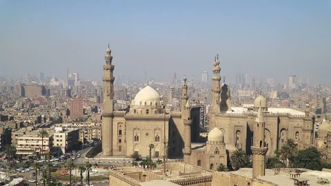 Panoramic view of the Mosque Sultan Hassan in Cairo, Egypt Stock Footage 129469207