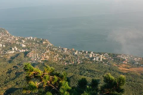 The Panoramic view from Mount Ai-Petri to the Black Sea Foto stock