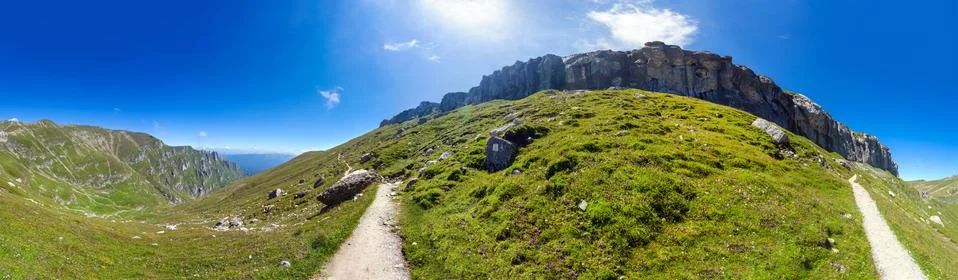 Panoramic view of Mount Bucegi on summer Stock Photos