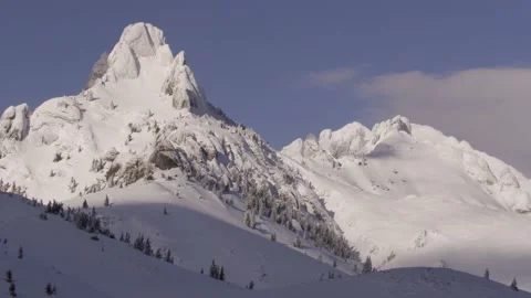Panoramic view of Mount Ciucas peak in winter, part of Romanian Carpathian Range Stock Footage 151041931
