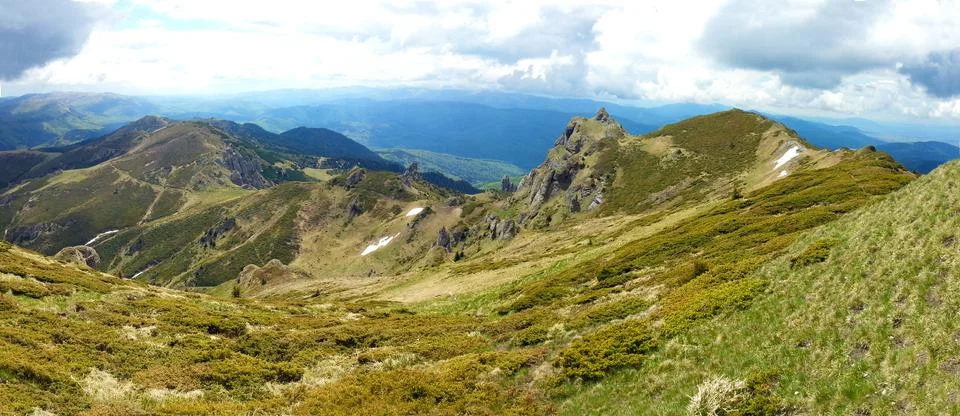 Panoramic view of Mount Ciucas on spring Stock Photos