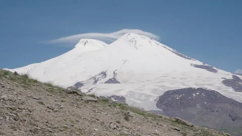 Panoramic view on mount Elbrus. View from mount Cheget. Caucasus Mountains. Stock Footage 150445108