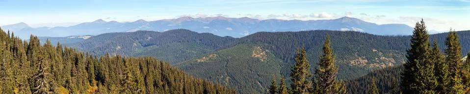 Panoramic view of Mount Hoverla or Goverla Stock Photos