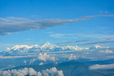 Panoramic view of Mount Kanchenjunga range from Rishyap, Kalimpong Stock Photos