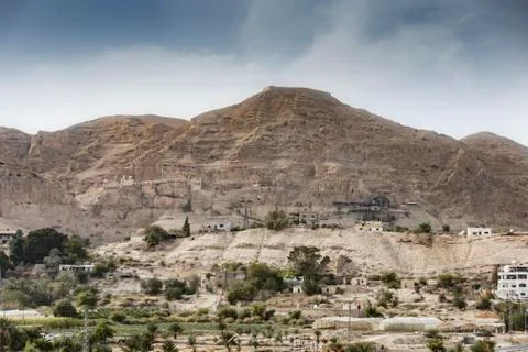 Panoramic view of the mount of temptation. Jericho Palestinian West Bank Stock Photos