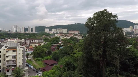 Panoramic View From Mountain of Kek Lok Si Temple, George Town, Penang, Malaysia Stock Footage 296701060