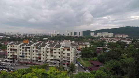 Panoramic View From Mountain of Kek Lok Si Temple, George Town, Penang, Malaysia Stock Footage 296742414