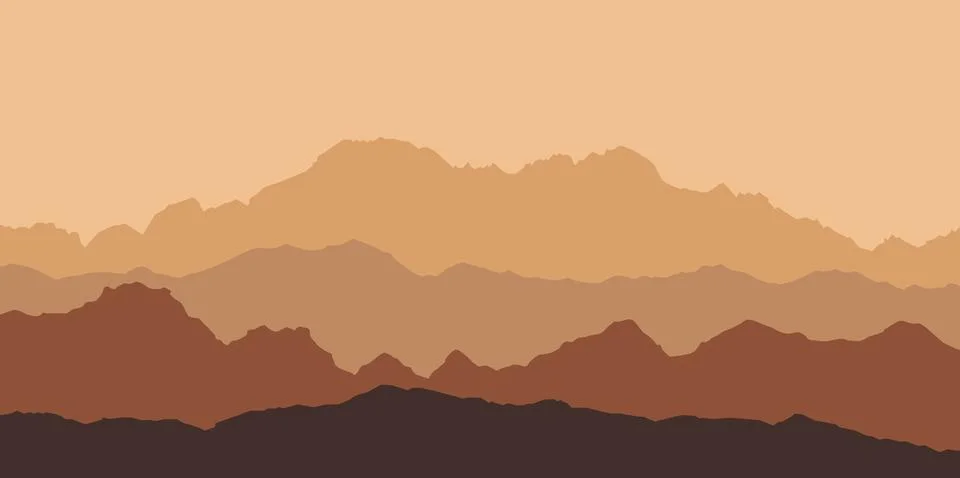 Panoramic view of the mountain landscape Stock Illustration