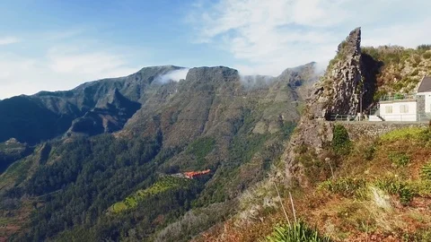 Panoramic View on Mountain from the Levada Stock Footage 72003974