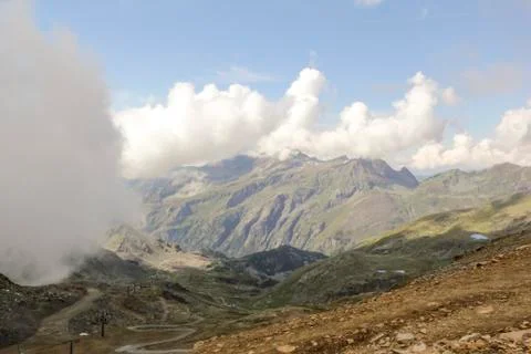 Panoramic view of the mountain range and valleys of Monte Rosa Stock Photos