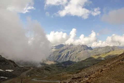 Panoramic view of the mountain range and valleys of Monte Rosa Stock Photos