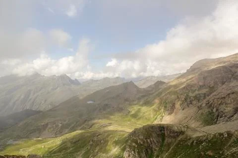 Panoramic view of the mountain range and valleys of Monte Rosa Stock Photos