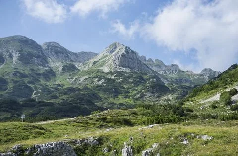 Panoramic view of mountain range: Gruppo della Carega, Italy Stock Photos