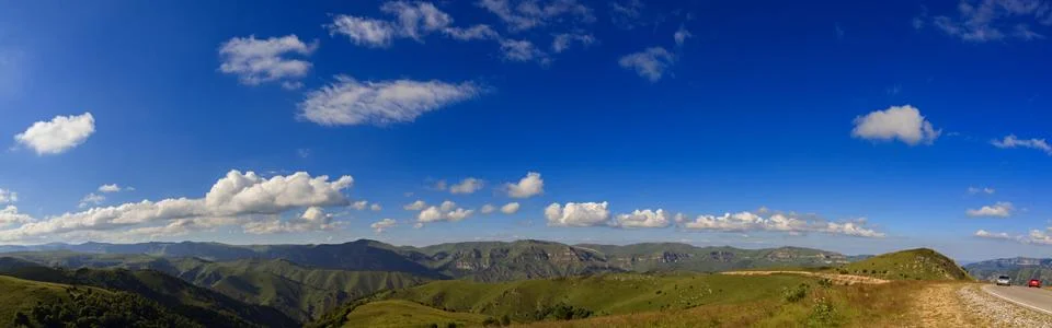 Panoramic view of the mountain range in the North Caucasus in Russia. Foto stock