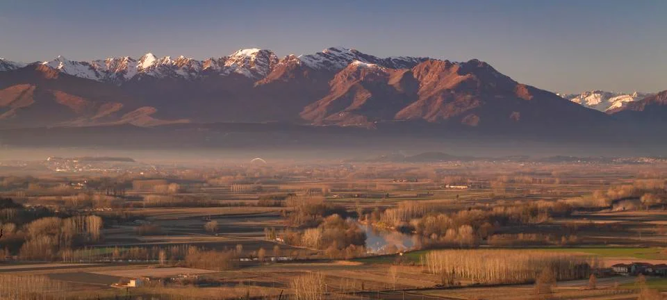 Panoramic view of the mountain range Stock Photos