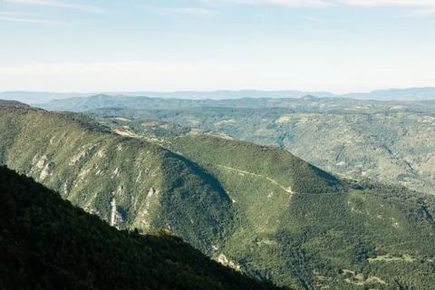 Panoramic view of a mountain range Tara, Serbia Stock Photos