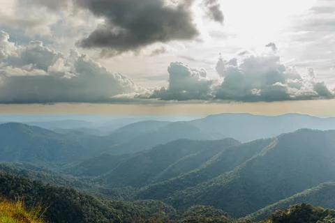 Panoramic View of Mountain Ranges and Dramatic Sky in Kerala Stock Photos